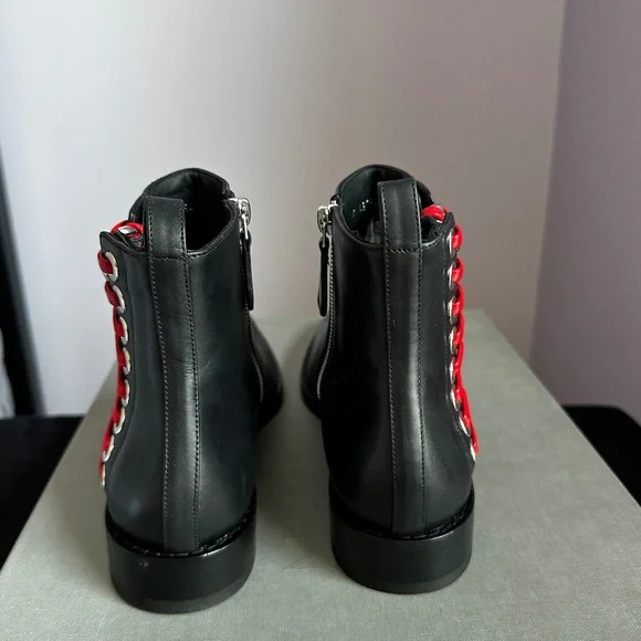 Alexander McQueen Braided Chain Leather Ankle Boots - Picture 9 of 14